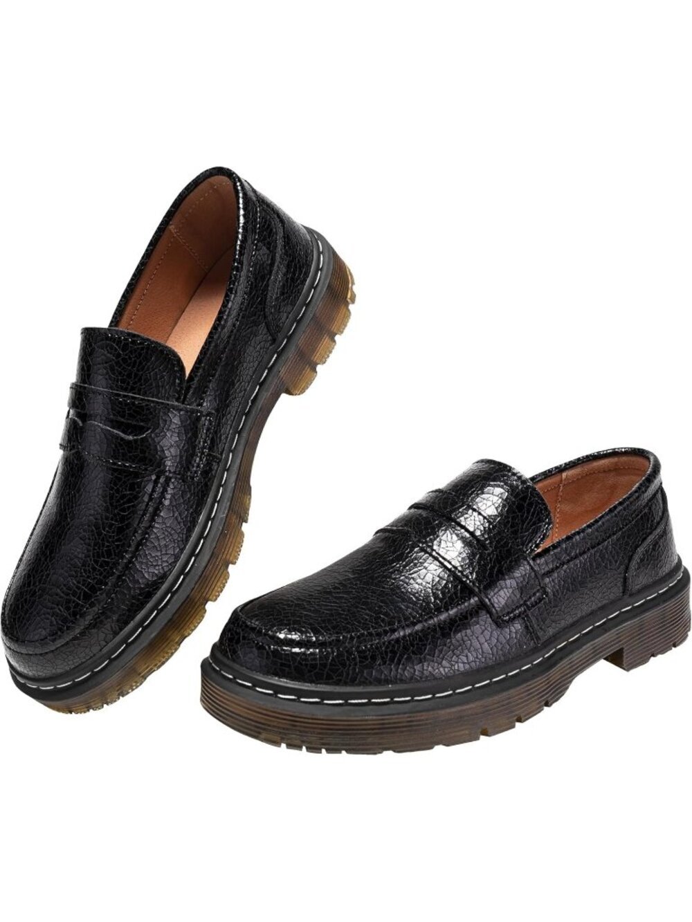 Women's Black-croco Classic Penny Loafers Fashion Driving Moccasins Shoes